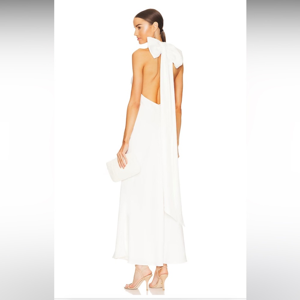 MISHA x REVOLVE Evianna Satin Gown in Ivory (Size S, WORN ONCE)